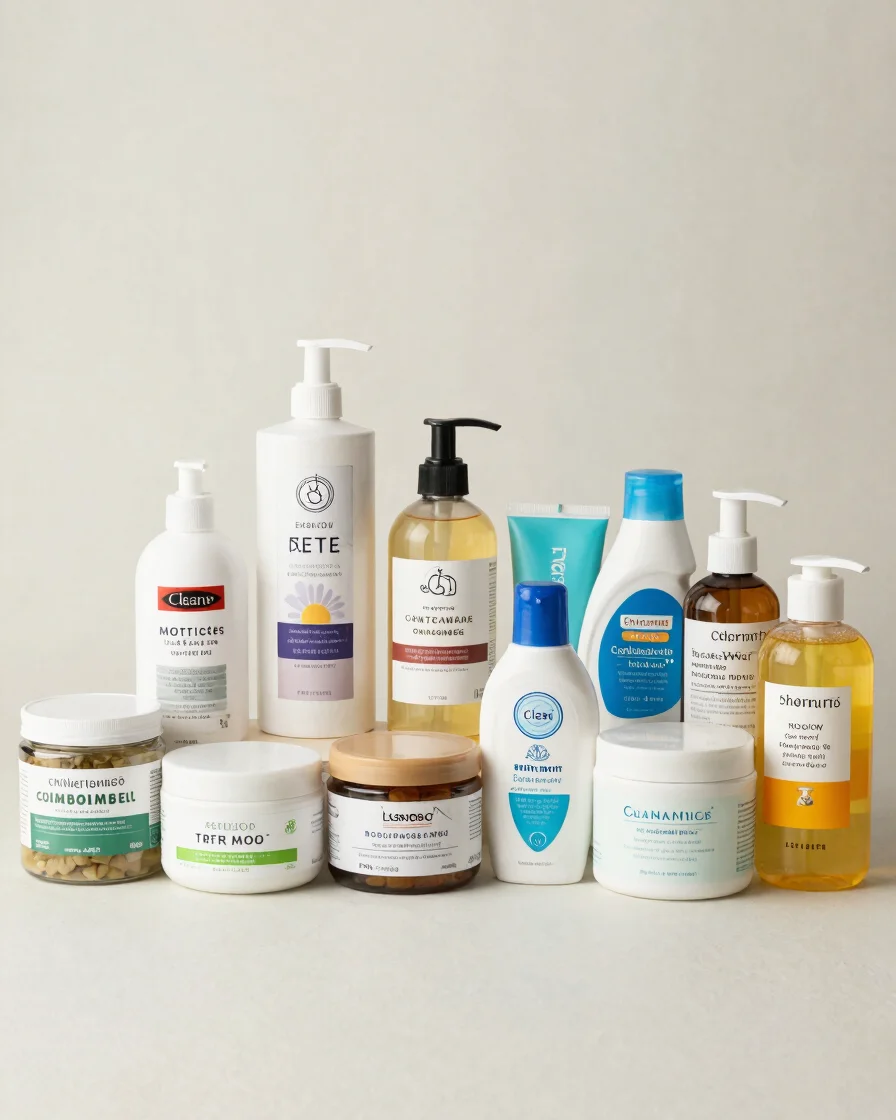 Clean marketplace product photography of a neatly arranged assort